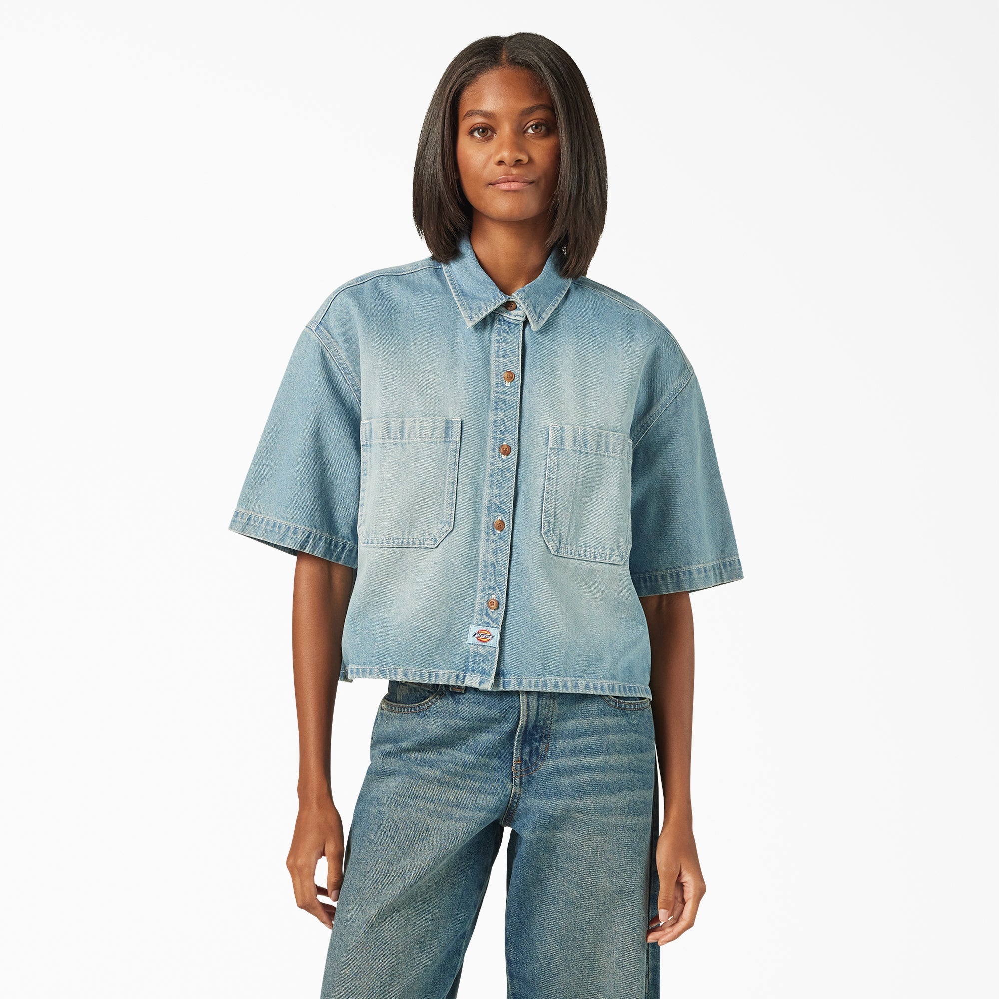 Women's Cropped Denim Work Shirt | Dickies online