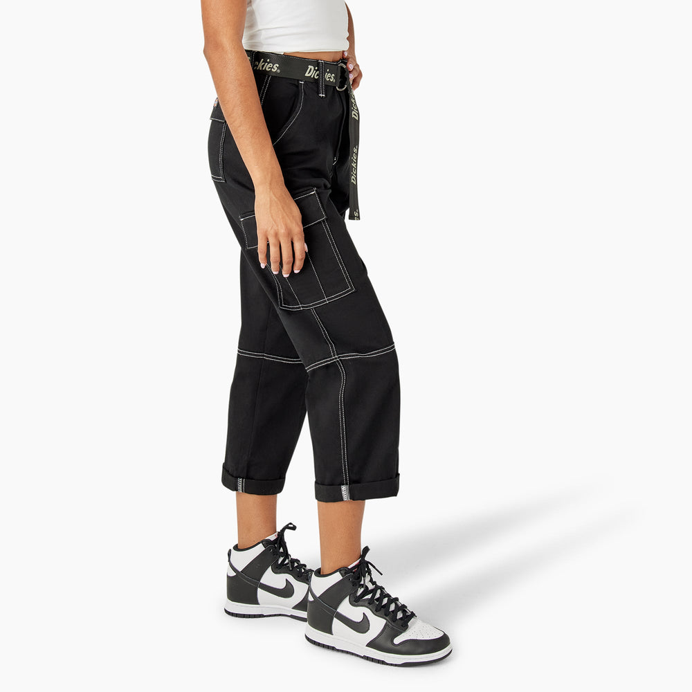 Women's Relaxed Fit Contrast Stitch Cropped Cargo Pants | Dickies discount