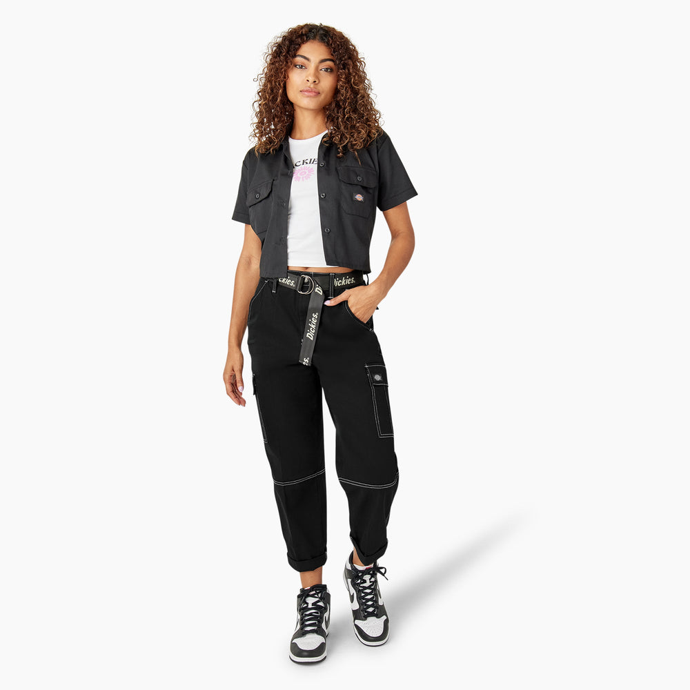 Women's Relaxed Fit Contrast Stitch Cropped Cargo Pants | Dickies discount