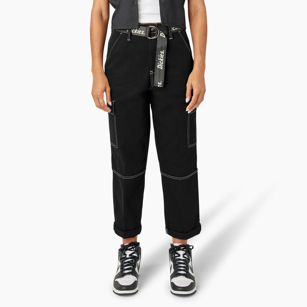 Women's Relaxed Fit Contrast Stitch Cropped Cargo Pants | Dickies discount