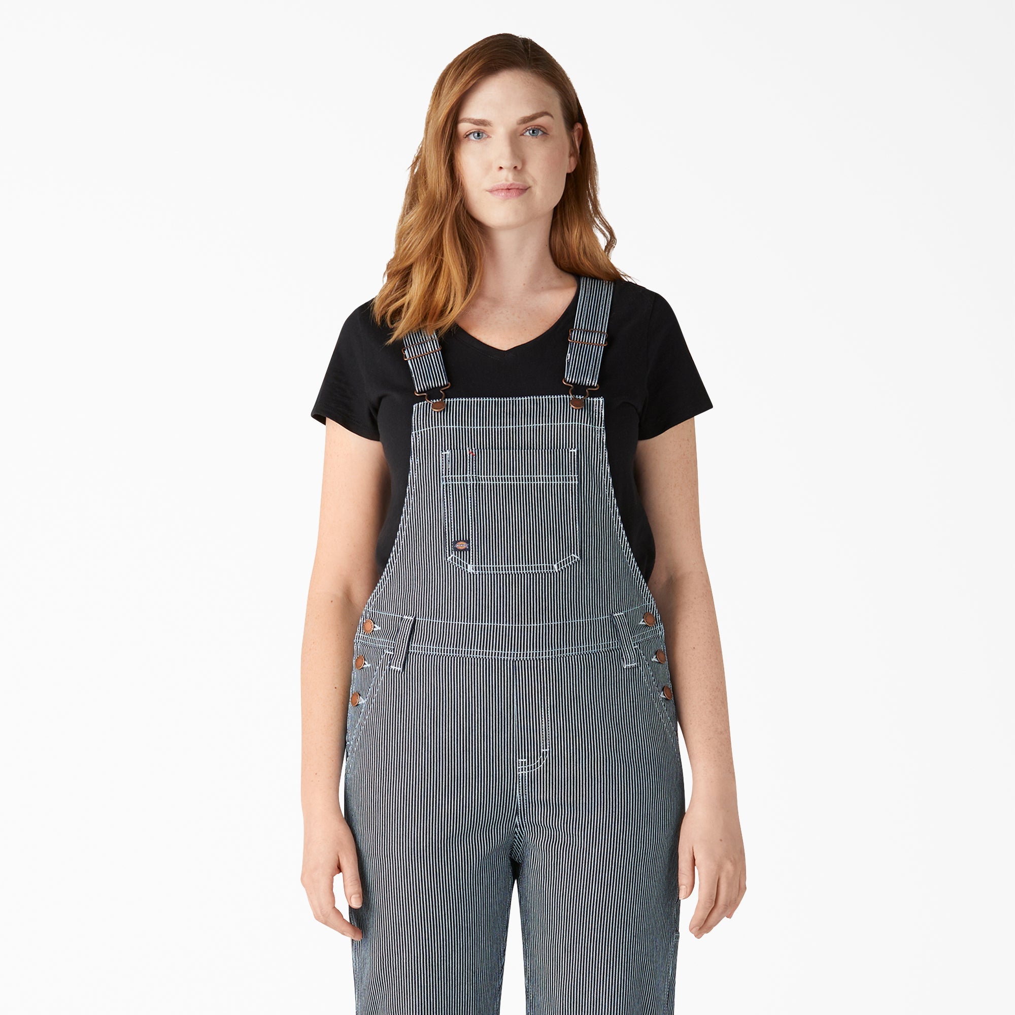 Women's Hickory Stripe Boyfriend Fit Bib Overalls | Dickies near me