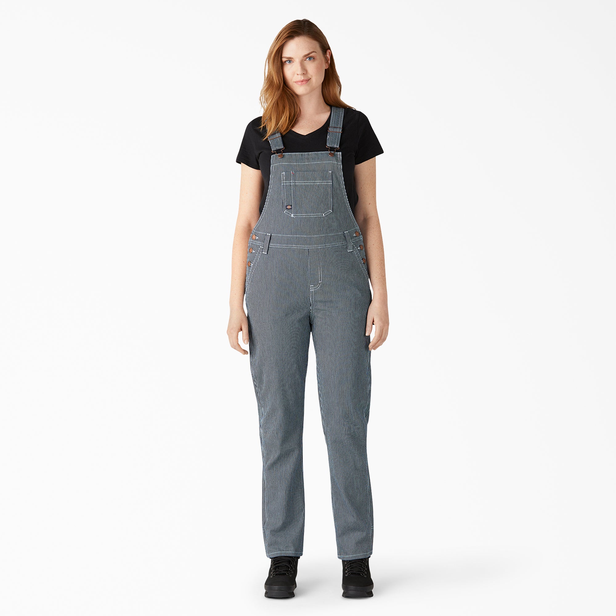 Women's Hickory Stripe Boyfriend Fit Bib Overalls | Dickies near me