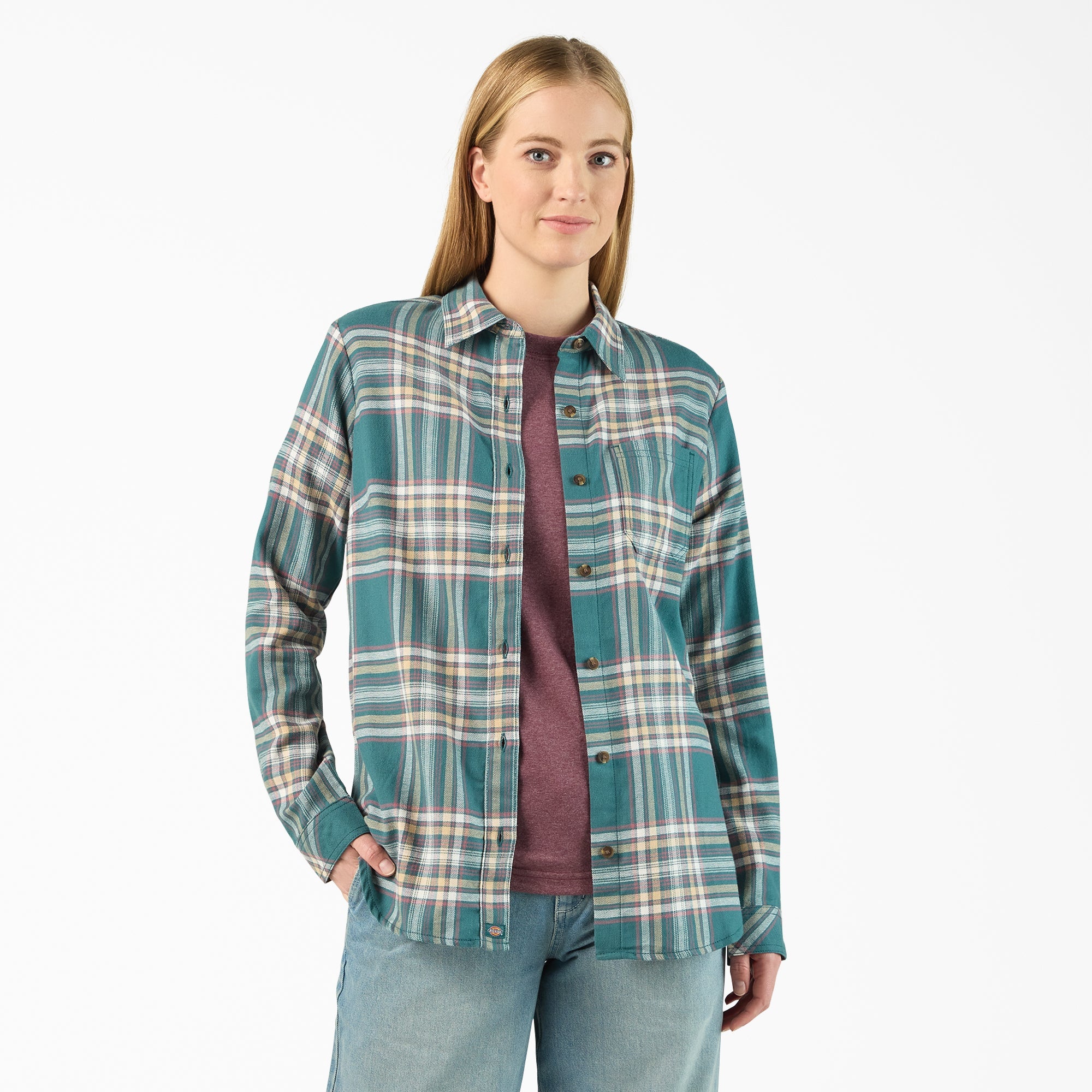 Women's Plaid Flannel Long Sleeve Shirt | Dickies sale