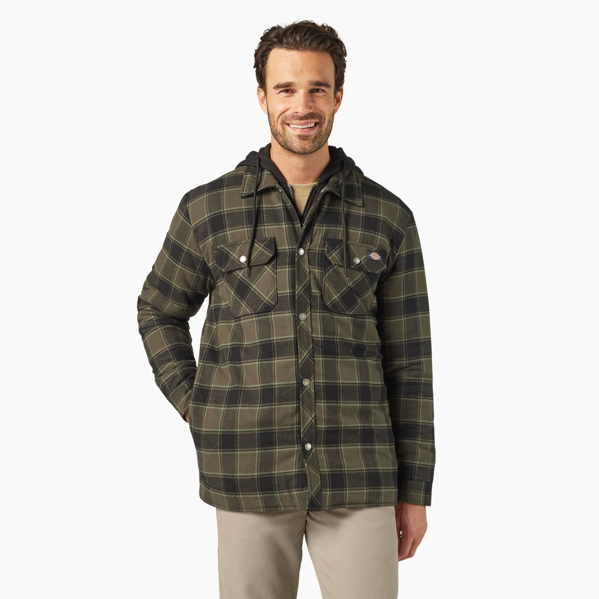 Water Repellent Flannel Hooded Shirt Jacket | Dickies discount