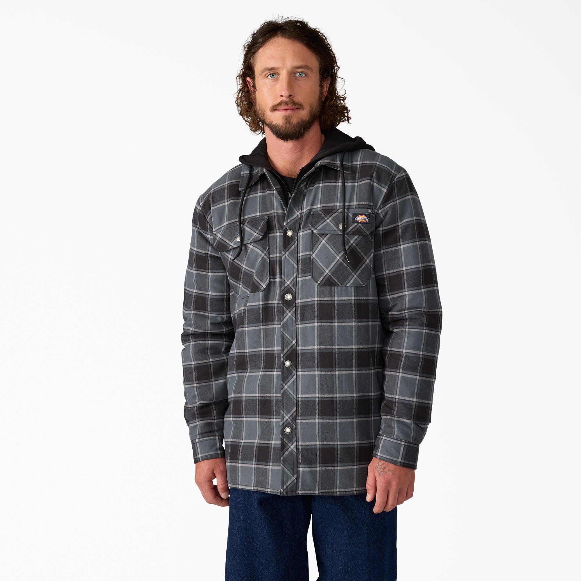 Water Repellent Flannel Hooded Shirt Jacket | Dickies discount
