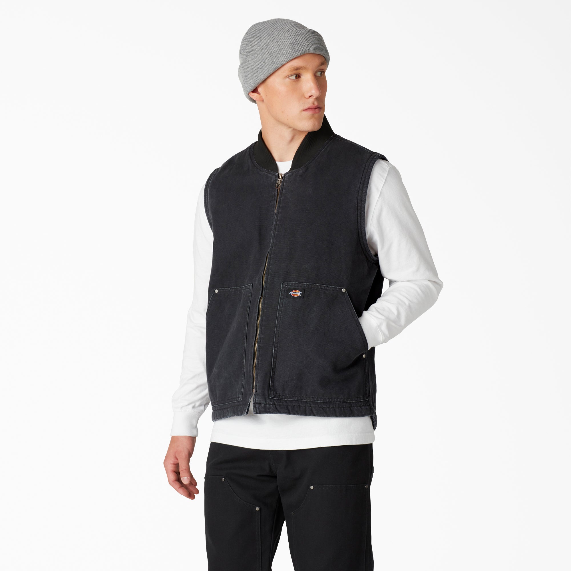 Stonewashed Duck High Pile Fleece Lined Vest | Dickies sale